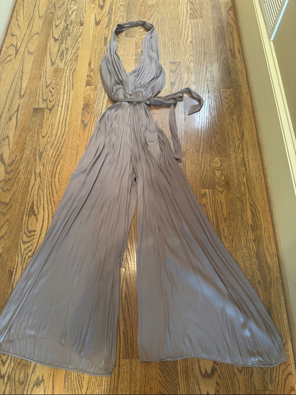 ASTR Taupe Halter Wide-Leg Jumpsuit